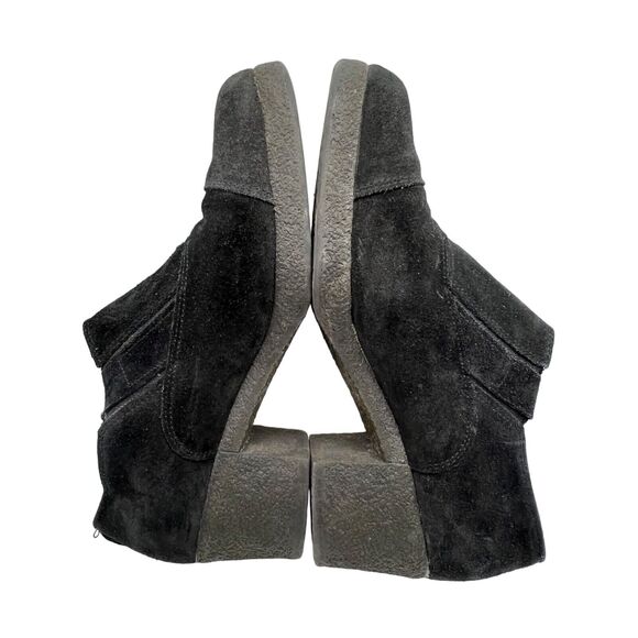 Aquatalia Ankle Booties Women 7 Black Suede Shooties Block Heels Slip On Comfort - Picture 6 of 15